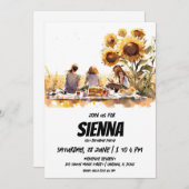 サマーピクニックひまわり畑ビュー招待状 招待状 (正面/裏面)