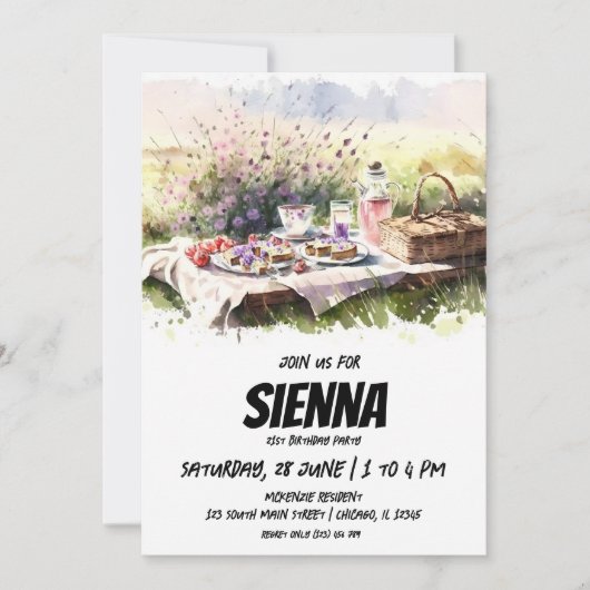 サマーピクニックオンフィールド招待状 招待状 (正面)