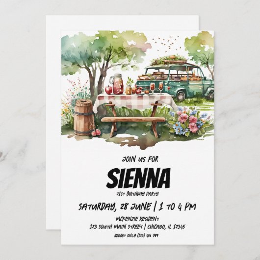 サマーピクニックパークビュー招待状 招待状 (正面/裏面)