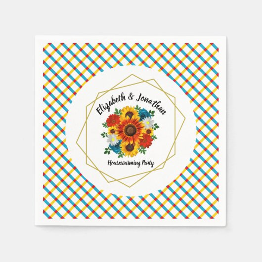 サマーピクニックパーティー幾何学的フローラ スタンダードカクテルナプキン (正面)