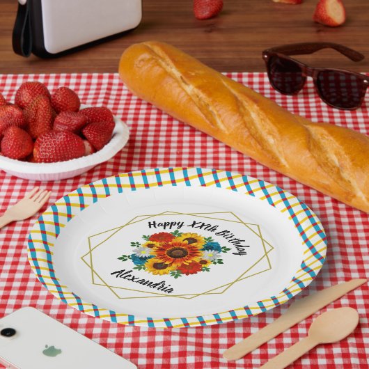 サマーピクニックパーティー幾何学的フローラ ペーパープレート (ピクニック)