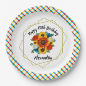 サマーピクニックパーティー幾何学的フローラ ペーパープレート (正面)