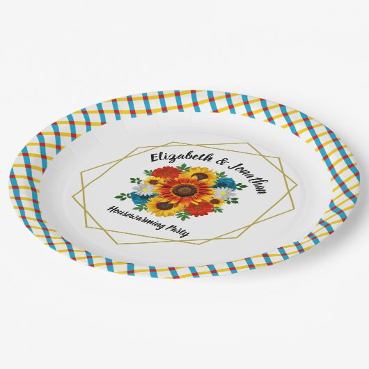 サマーピクニックパーティー幾何学的フローラ ペーパープレート (アングル)