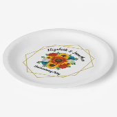 サマーピクニックパーティー幾何学的フローラ ペーパープレート (アングル)