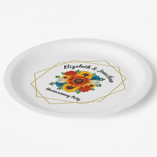 サマーピクニックパーティー幾何学的フローラ ペーパープレート (アングル)