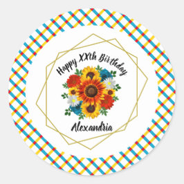 サマーピクニックパーティー幾何学的フローラ ラウンドシール