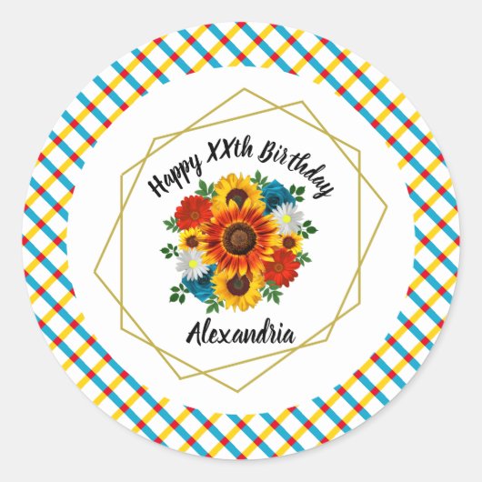 サマーピクニックパーティー幾何学的フローラ ラウンドシール (正面)