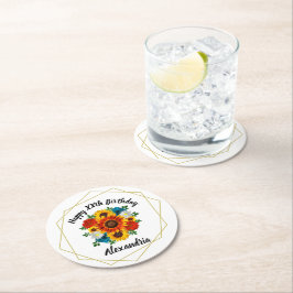 サマーピクニックパーティー幾何学的フローラ ラウンドペーパーコースター