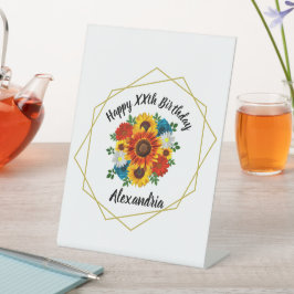 サマーピクニックパーティー幾何学的フローラ 台座サイン