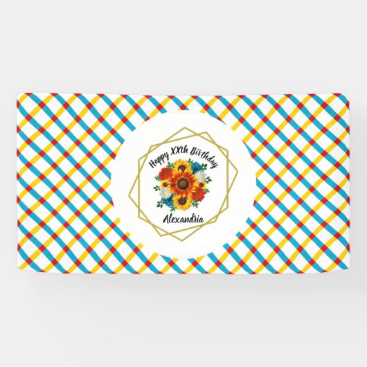 サマーピクニックパーティー幾何学的フローラ 横断幕 (横)