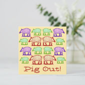 サマーピクニックピグアウト招待状-フォークアートピッグ 招待状 (スタンド正面)