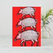 サマーピクニックピグアウト招待状-フォークアートピッグ 招待状 (スタンド正面)