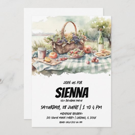 サマーピクニックファームビュー招待状 招待状 (正面/裏面)
