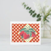 サマーピクニックレッドホワイト市松模様にテーブルクロス ポストカード (スタンド正面)