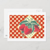 サマーピクニックレッドホワイト市松模様にテーブルクロス ポストカード (正面/裏面)