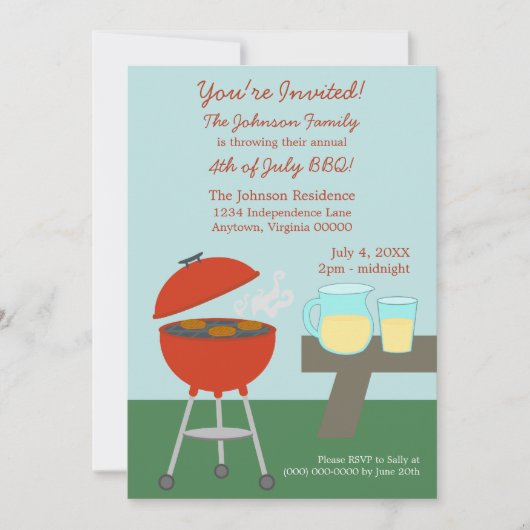 サマーピクニック7月4日招待状 招待状 (正面)