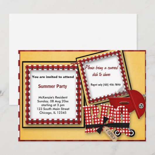 サマーピクニック 招待状 (正面/裏面)