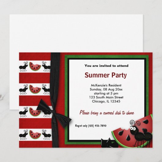 サマーピクニック 招待状 (正面/裏面)