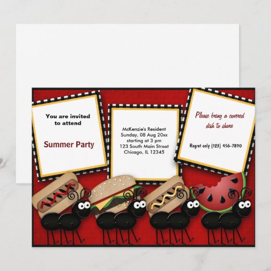 サマーピクニック 招待状 (正面/裏面)