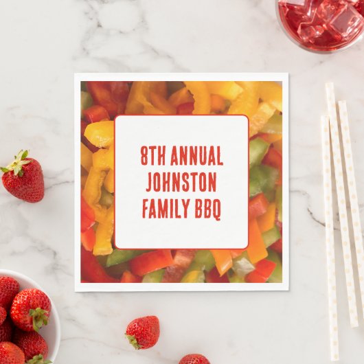 サマーピクニッ鮮やかク写真BBQファミリー懇親会 スタンダードランチョンナプキン (インサイチュ)