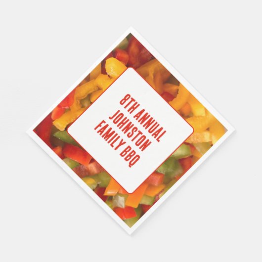 サマーピクニッ鮮やかク写真BBQファミリー懇親会 スタンダードランチョンナプキン (角)