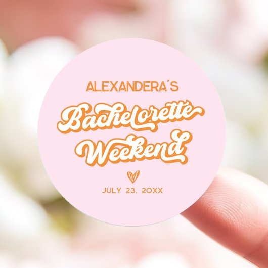 サマーピンクとオレンジのバチェロレッテパーティーの景品 ラウンドシール