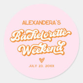 サマーピンクとオレンジのバチェロレッテパーティーの景品 ラウンドシール (正面)