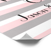 サマーピンクとグレーストライプフローラレース結婚ズ ポスター (角)