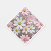 サマーピンクとホワイトデイジー スタンダードランチョンナプキン (角)