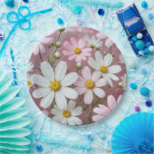 サマーピンクとホワイトデイジー ペーパープレート (パーティー)