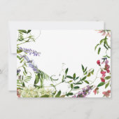 サマーピンクの緑のラベンダーミントフローラ 招待状 (裏面)