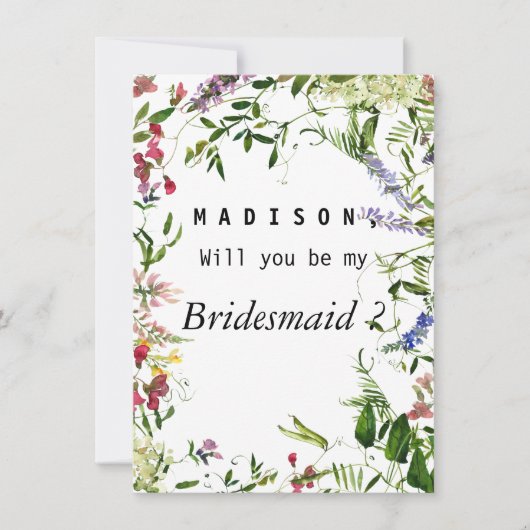 サマーピンクの緑のラベンダーミントフローラ 招待状 (正面)