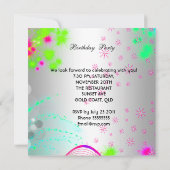 サマーピンクの誕生日パーティーカクテルカラフルカクテル 招待状 (裏面)