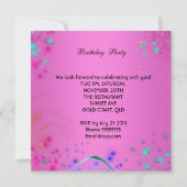 サマーピンクの誕生日パーティーカクテルカラフルカクテル 招待状 (裏面)