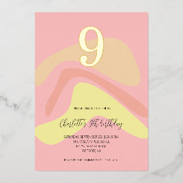 サマーピンクイエロークリーパーソナライズされたム 箔招待状