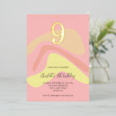 サマーピンクイエロークリーパーソナライズされたム 箔招待状 (立ち正面)