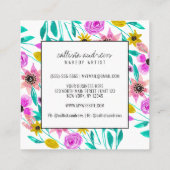 サマーピンクイエローフローラ水彩メイクアップ スクエア名刺 (裏面)