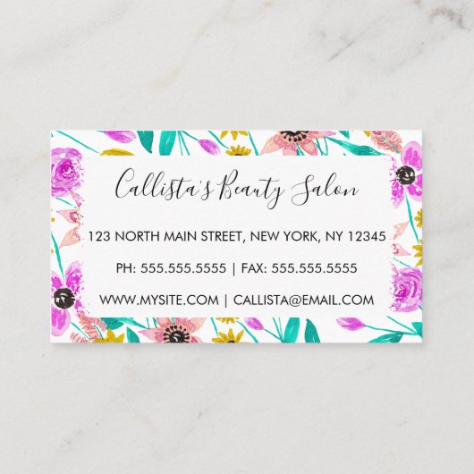 サマーピンクイエローフローラ水彩ロイヤリティ ロイヤリティカード (裏面)