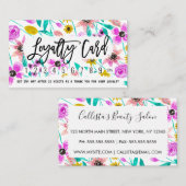 サマーピンクイエローフローラ水彩ロイヤリティ ロイヤリティカード (正面/裏面)