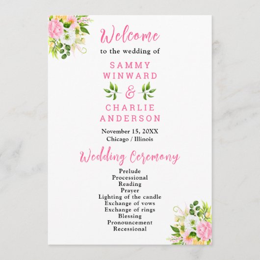 サマーピンクイエロー結婚フローラ プログラム (正面)