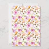 サマーピンクウォーターカラーフローラブライダルシャワー 招待状 (裏面)