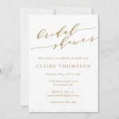 サマーピンクウォーター色フローラスクリプトブライダルシャワー 招待状 (正面)