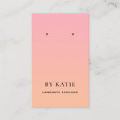 サマーピンクオレンジグラデーションイヤリングディスプレイカード 名刺 (正面)