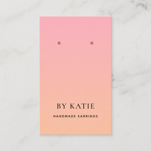 サマーピンクオレンジグラデーションイヤリングディスプレイカード 名刺 (正面)