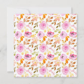 サマーピンクガーリーウオーターカラーフローラブライダルシャワー 招待状 (裏面)