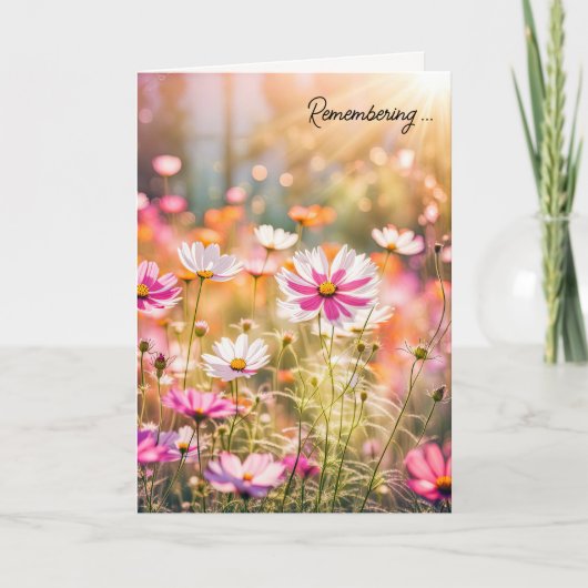 サマーピンクコスモス悔やみや弔慰 カード (正面)