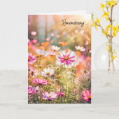 サマーピンクコスモス悔やみや弔慰 カード (黄色い花)
