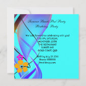 サマーピンクティール（緑がかった色）ビーチカクテルパーティー 招待状 (裏面)