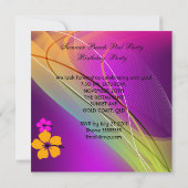 サマーピンクティール（緑がかった色）ビーチプールカクテルパーティー 招待状 (裏面)