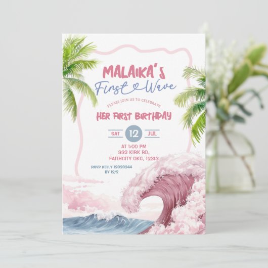 サマーピンクファースト誕生日 招待状 (スタンド正面)